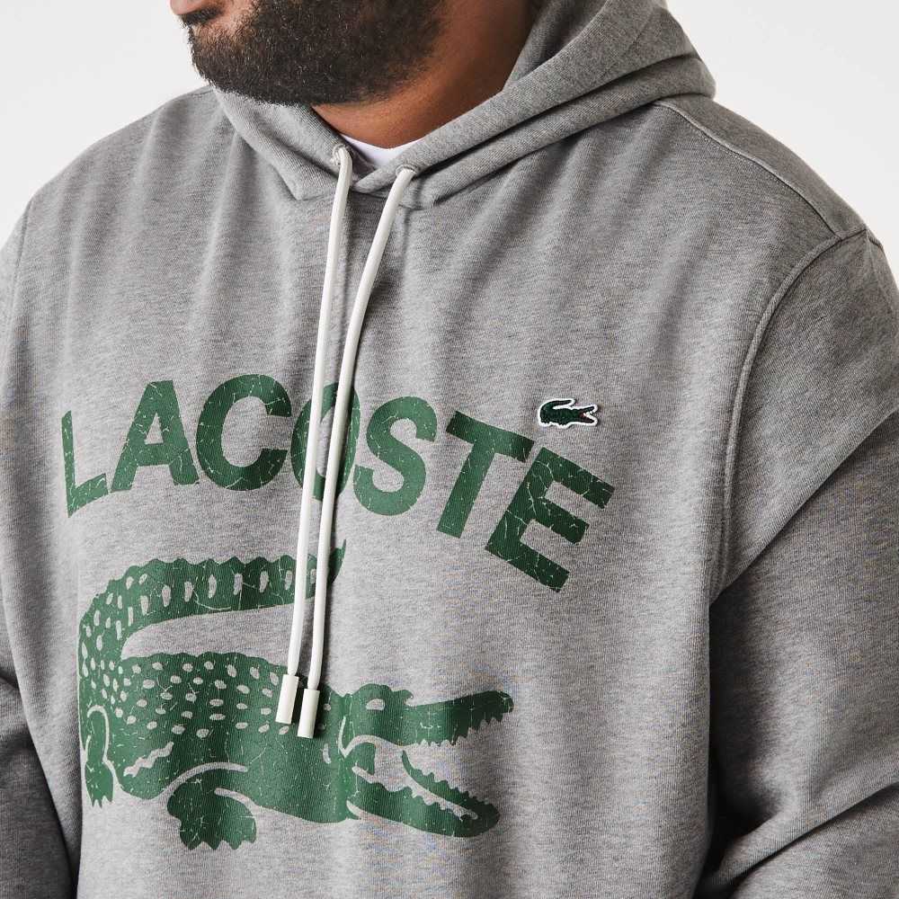 Lacoste Altas Fit Algodon Fleece Hoodie Gris | 2159-GYFOU