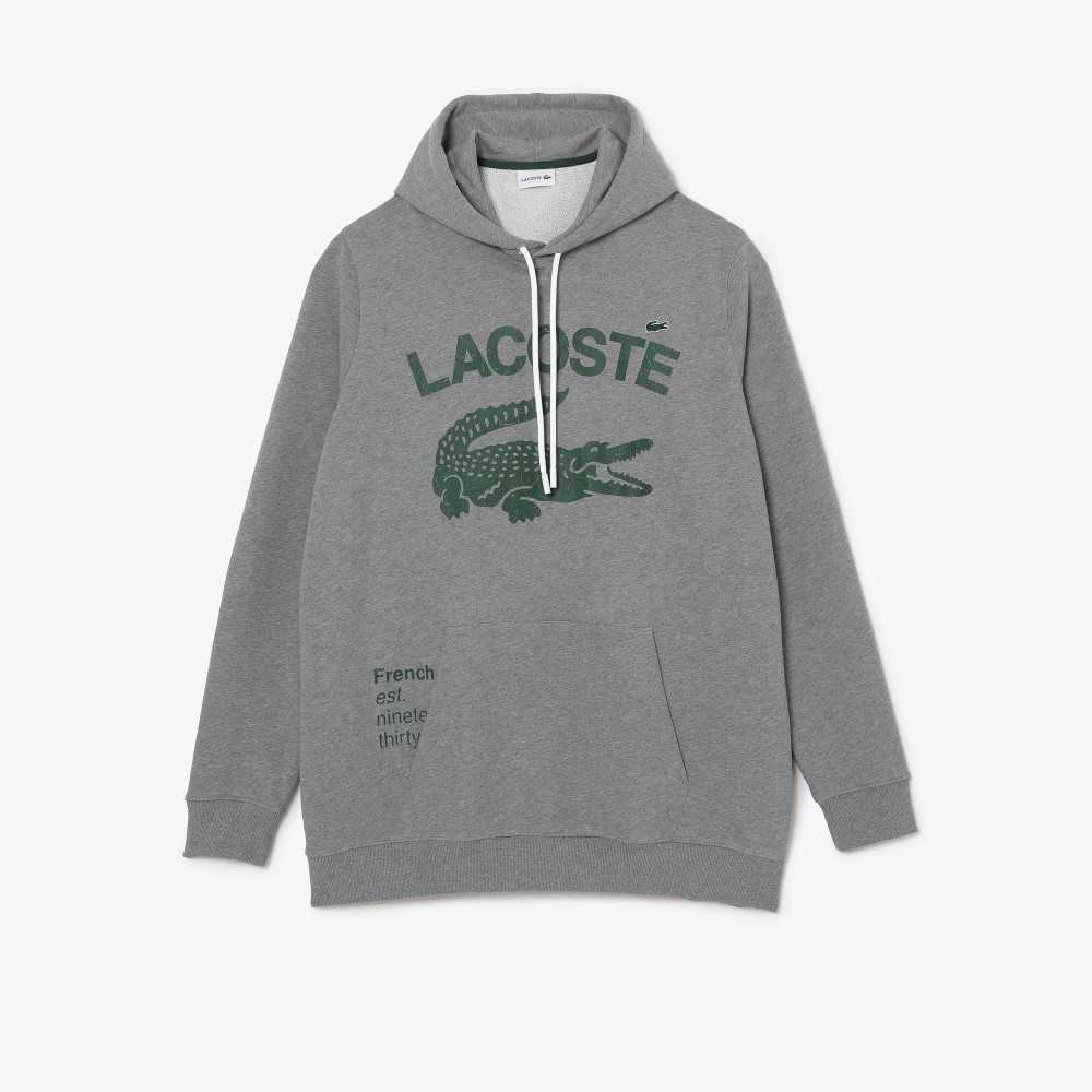 Lacoste Altas Fit Algodon Fleece Hoodie Gris | 2159-GYFOU