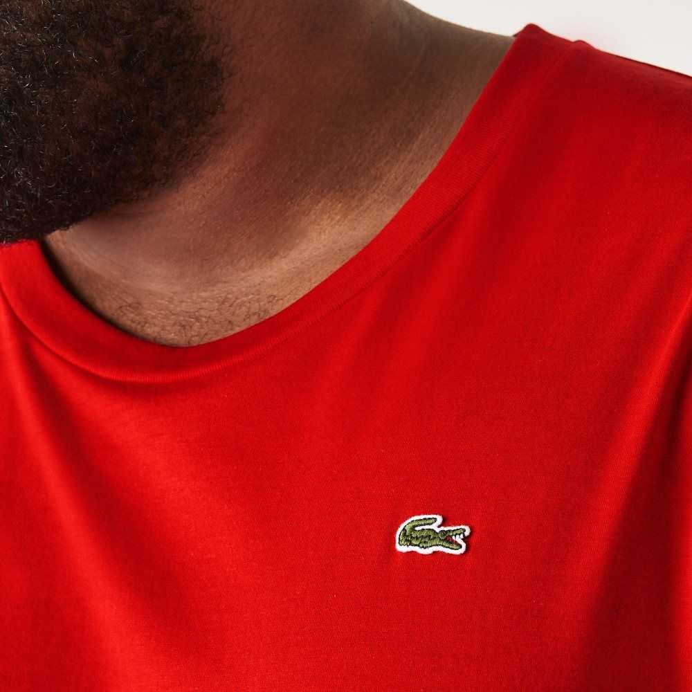 Lacoste Altas Fit Pima Algodon Jersey Rojas | 2385-APUKW