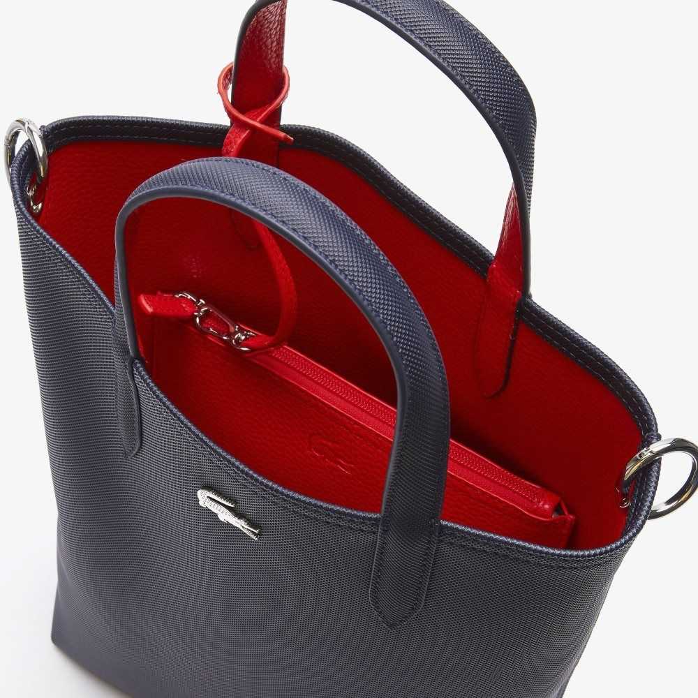 Lacoste Anna Reversible Coated Lona Tote Bag Azules Rojas Oscuro | 0462-RAVPO