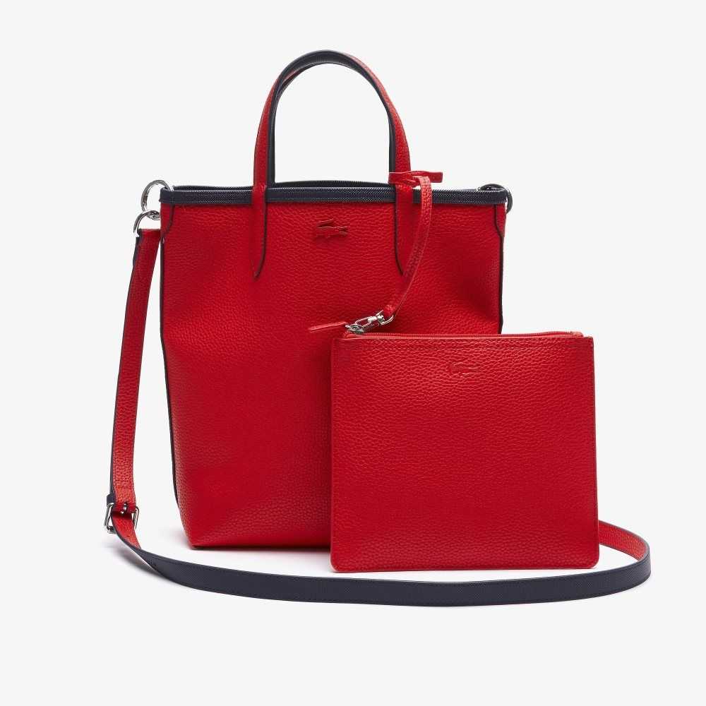 Lacoste Anna Reversible Coated Lona Tote Bag Azules Rojas Oscuro | 0462-RAVPO