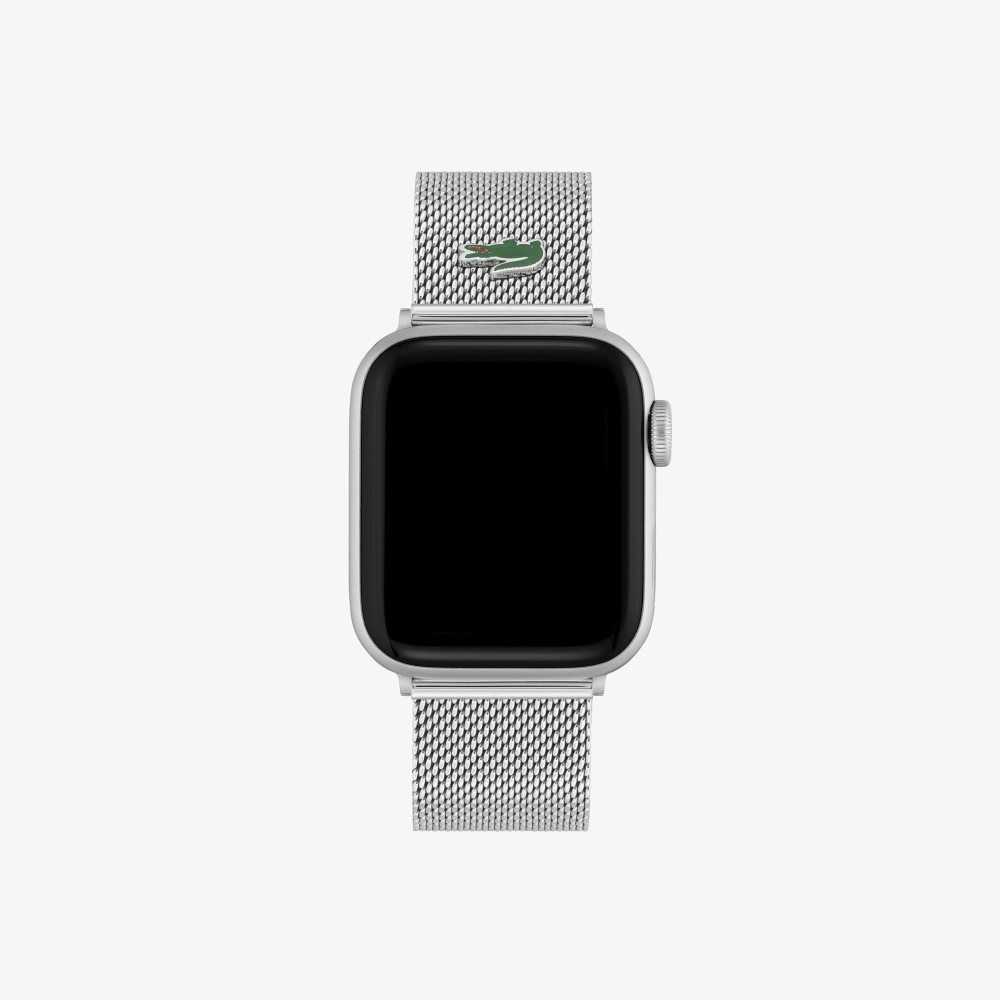 Lacoste Apple Correa Stainless Steel Mesh Plateadas | 5741-MZHOL