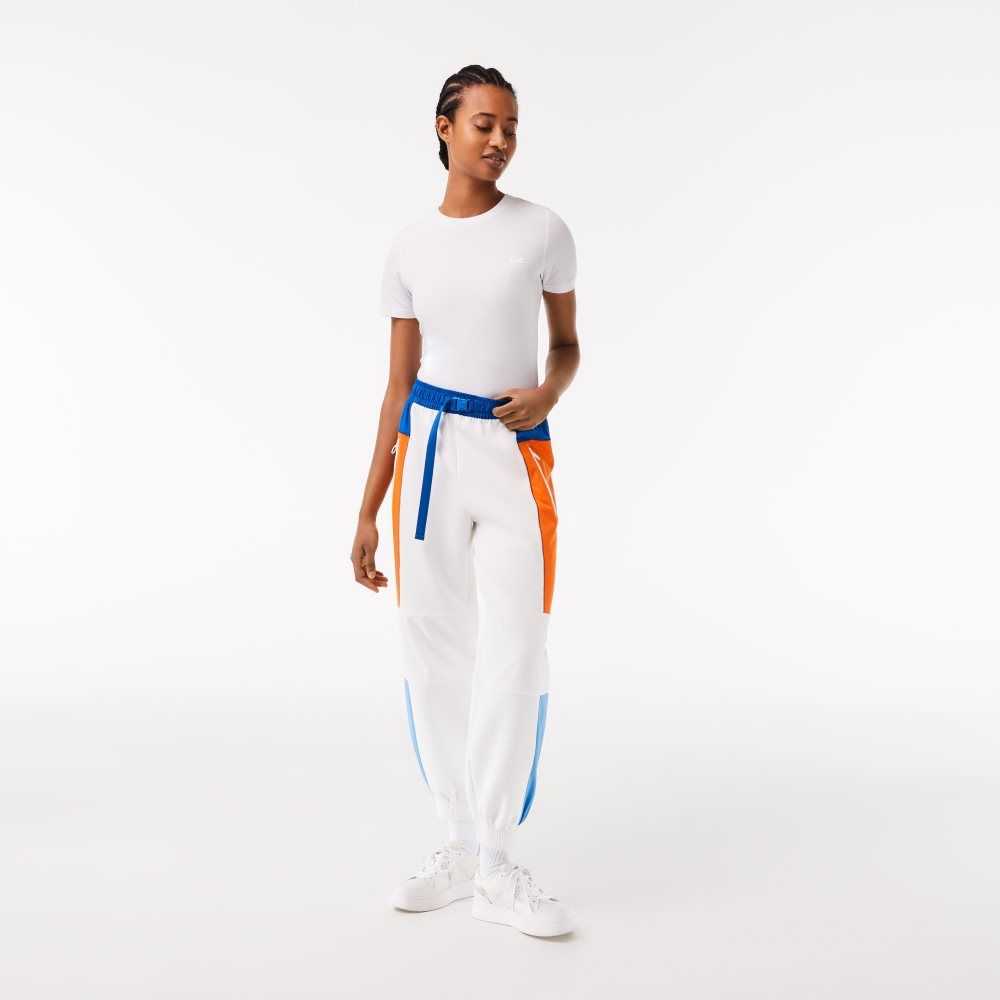 Lacoste Badge Colorblock Trackpants Blancas Azules Naranjas Azules | 5026-DYXQF