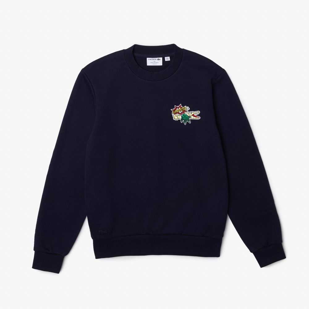 Lacoste Badge Organic Algodon Azul Marino Azules | 7804-WIBFY