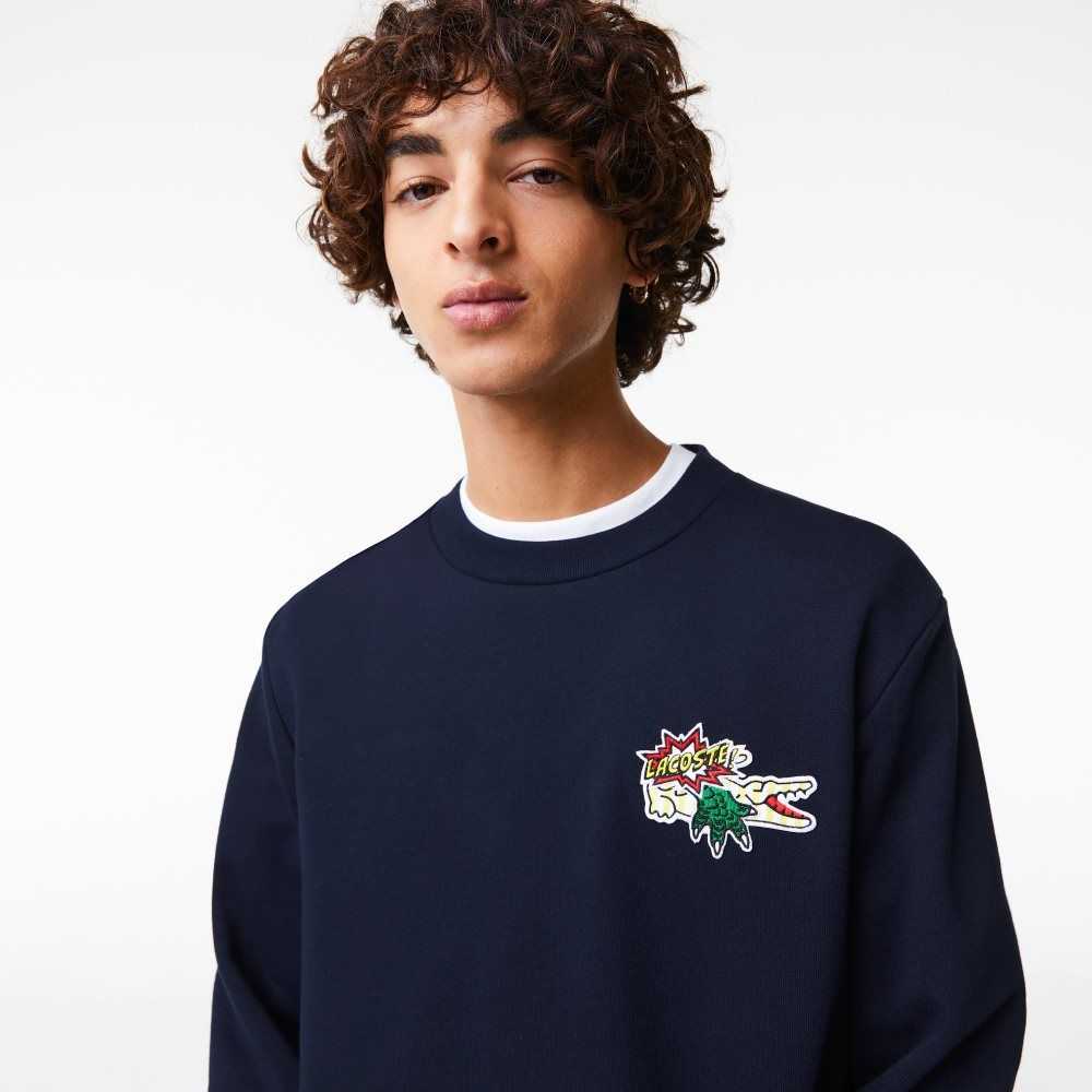 Lacoste Badge Organic Algodon Azul Marino Azules | 7804-WIBFY