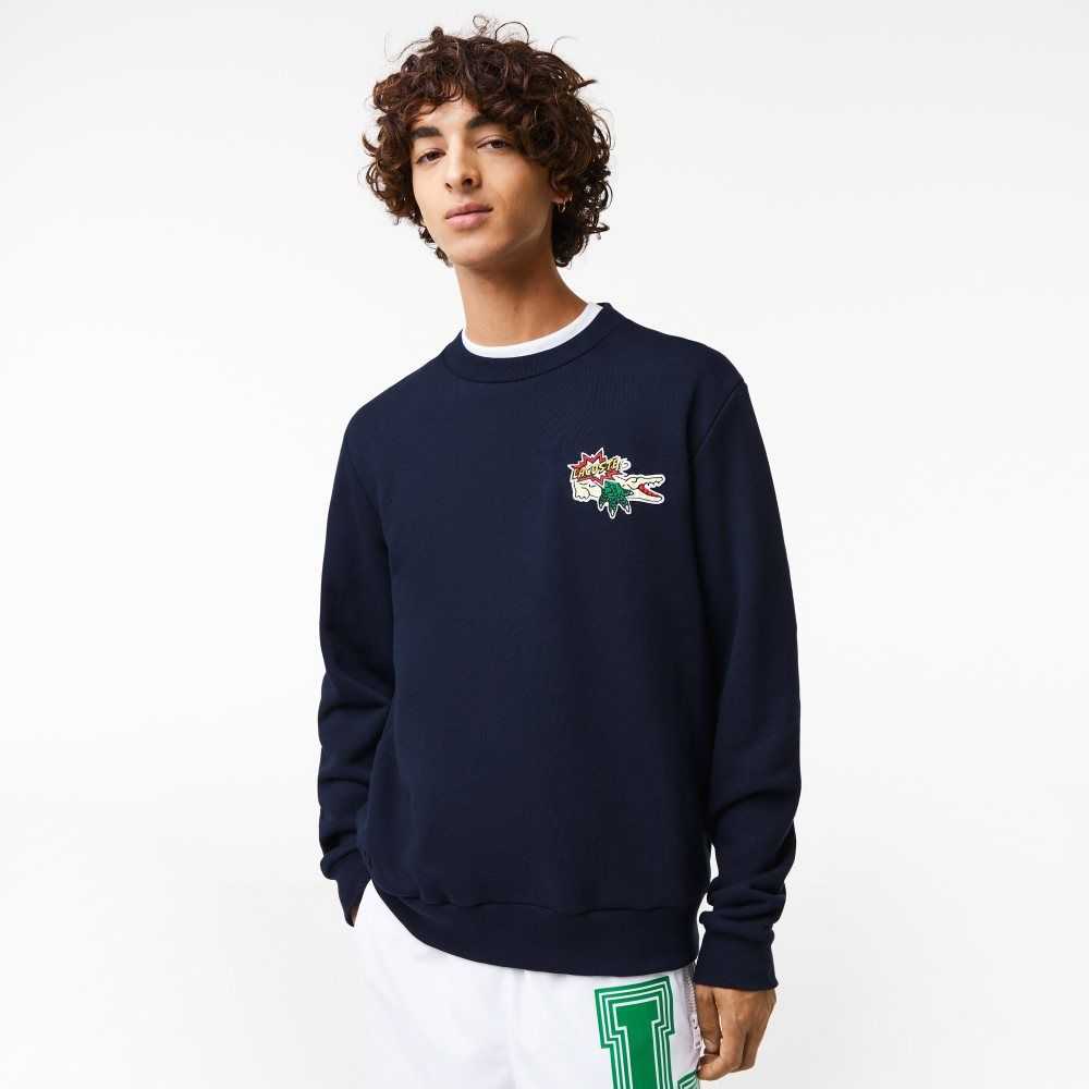 Lacoste Badge Organic Algodon Azul Marino Azules | 7804-WIBFY