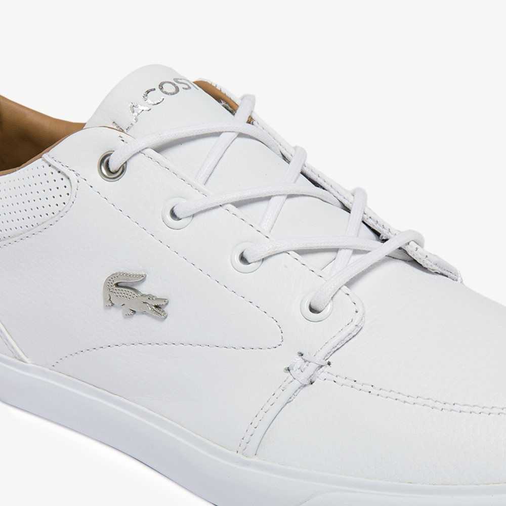 Lacoste Bayliss Cuero Perforated Collar Blancas Blancas | 9327-PHBUD