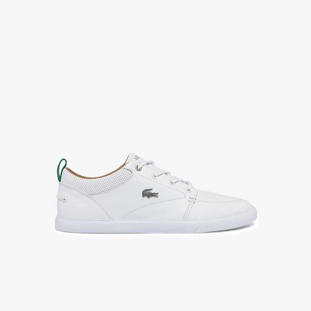 Lacoste Bayliss Cuero Perforated Collar Blancas Blancas | 9327-PHBUD