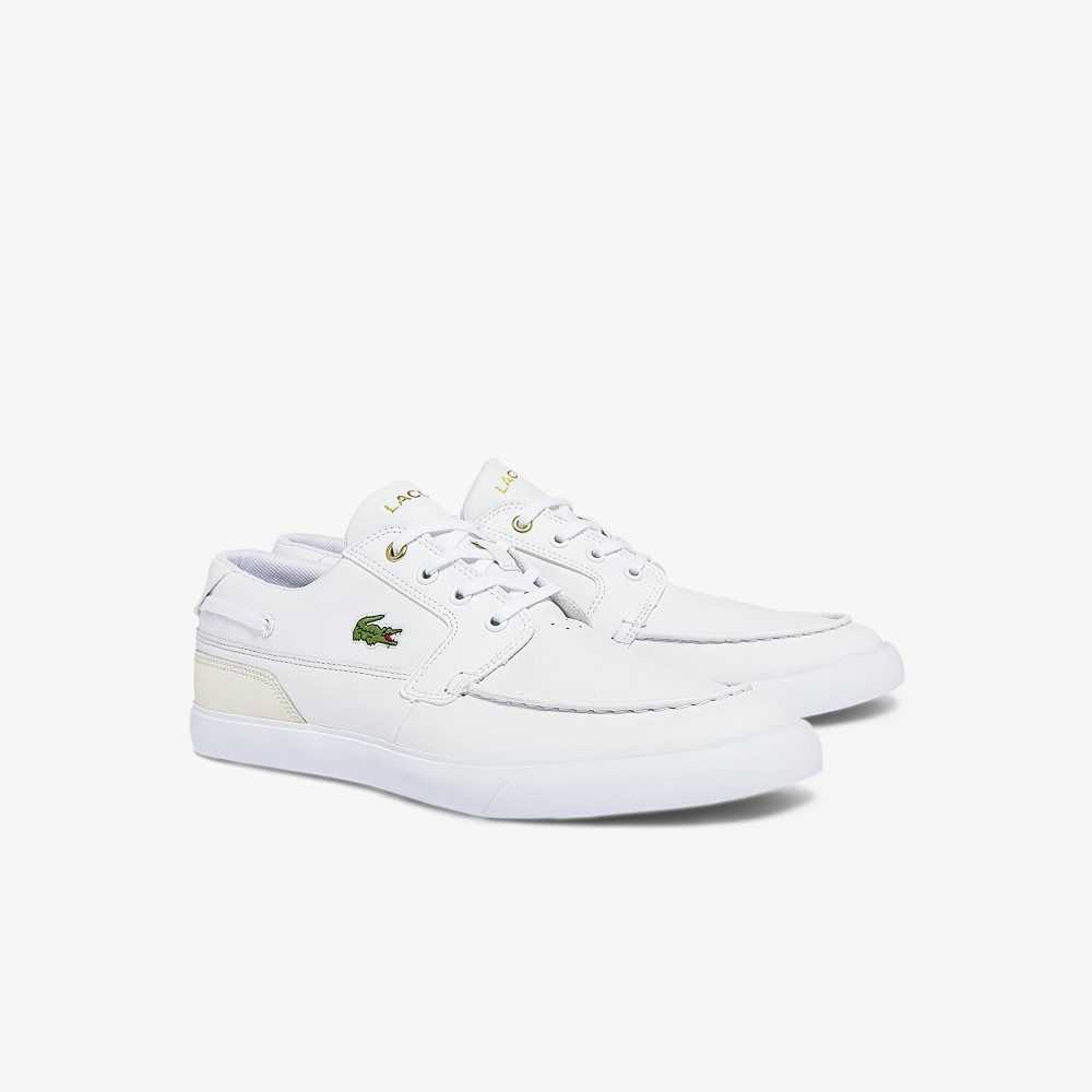 Lacoste Bayliss Deck Cuero Barco Blancas Blancas | 9512-FBWMA