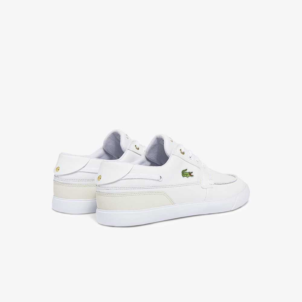 Lacoste Bayliss Deck Cuero Barco Blancas Blancas | 9512-FBWMA