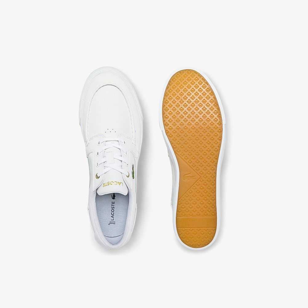 Lacoste Bayliss Deck Cuero Barco Blancas Blancas | 9512-FBWMA