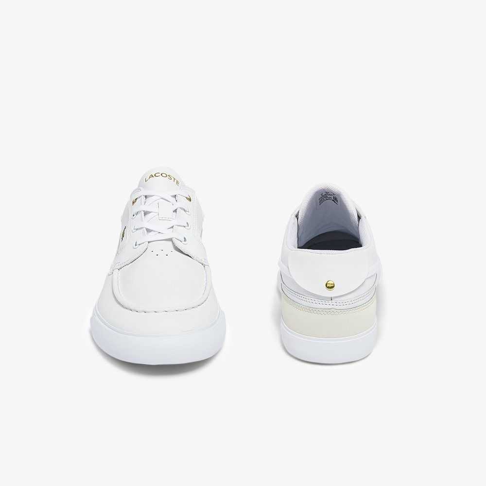 Lacoste Bayliss Deck Cuero Barco Blancas Blancas | 9512-FBWMA