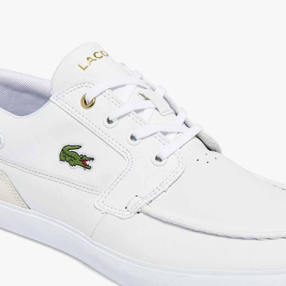 Lacoste Bayliss Deck Cuero Barco Blancas Blancas | 9512-FBWMA