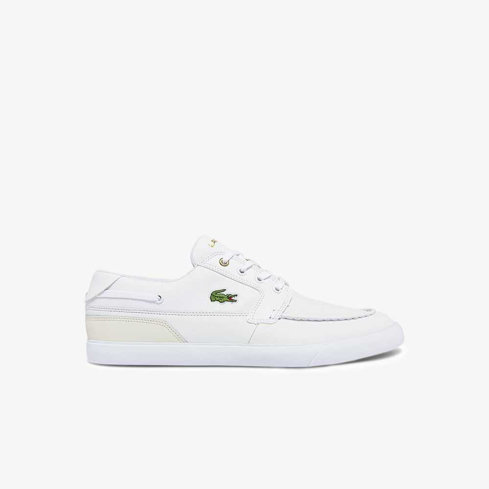 Lacoste Bayliss Deck Cuero Barco Blancas Blancas | 9512-FBWMA