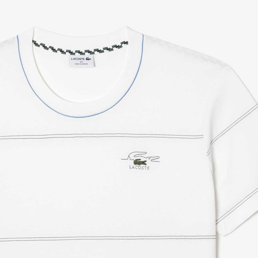 Lacoste Big Fit Acanalado Collar Blancas | 7396-KGNFM