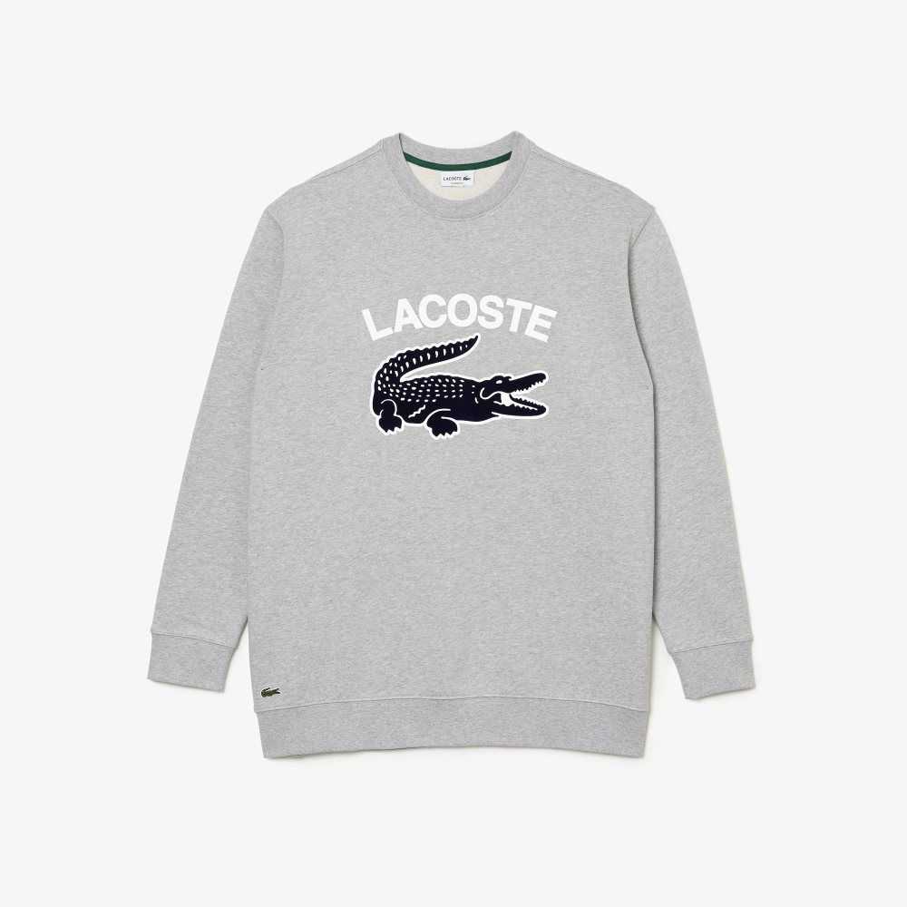 Lacoste Big Fit Crocodile Print Crew Neck Gris | 4972-NADKT