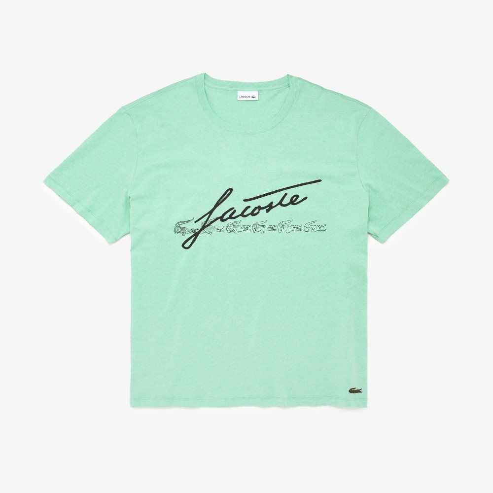 Lacoste Big Fit Signature Print Verde | 8904-UXCOB