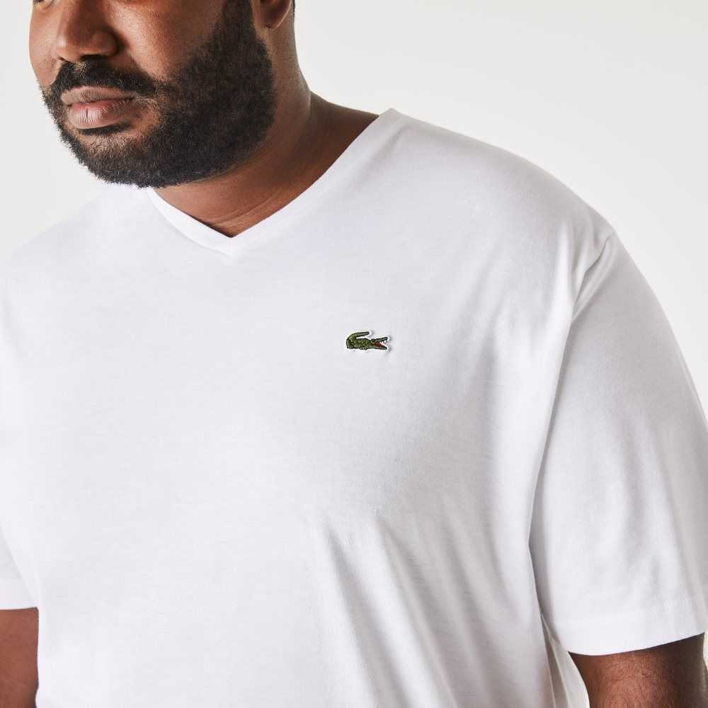 Lacoste Big Fit V-Neck Jersey Blancas | 6278-DHSLC