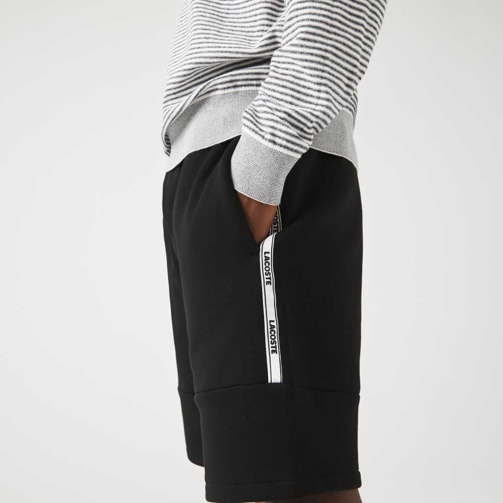 Lacoste Branded Bands Algodon Fleece Blend Shorts Negras | 0163-EMWTA