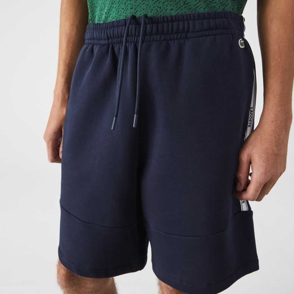 Lacoste Branded Bands Algodon Fleece Blend Shorts Azul Marino Azules | 1467-GWQLH