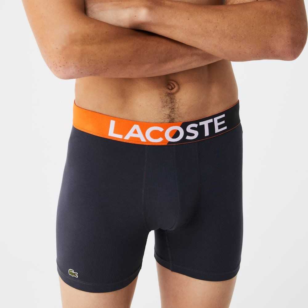 Lacoste Branded Cintura Boxer Brief Three-Pack Gris Oscuro Kaki Verde Gris | 2017-HUMRL