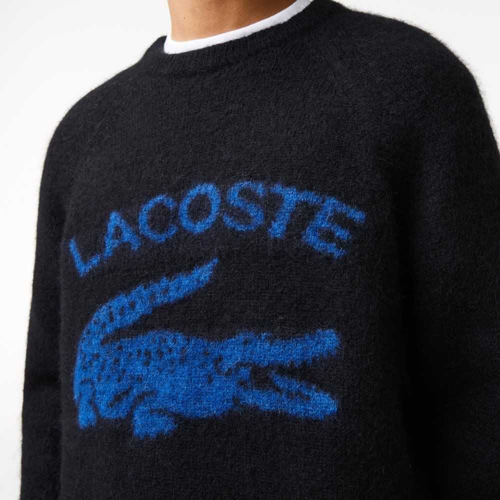 Lacoste Branded Contrast Crocodile Blend Alpaca Negras Azules | 5142-YXEND