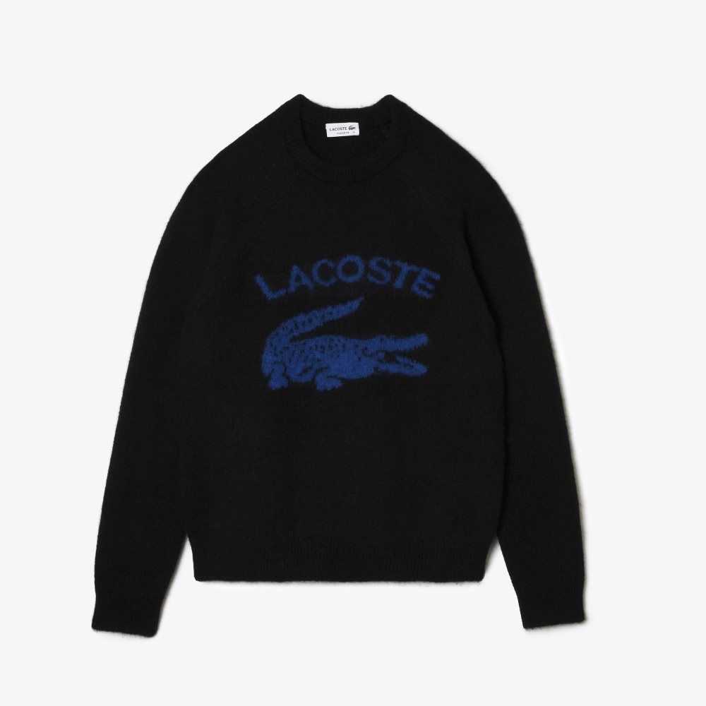 Lacoste Branded Contrast Crocodile Blend Alpaca Negras Azules | 5142-YXEND