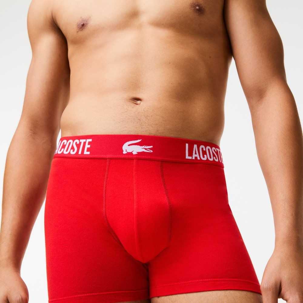 Lacoste Branded Contrast Crocodile Boxer Brief 3-Pack Negras Rojas Blancas | 0418-HBCFE