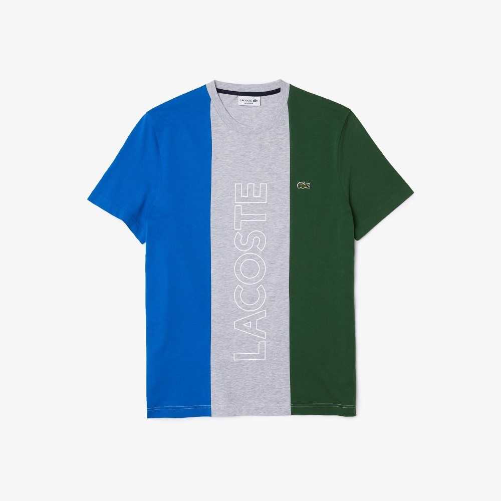 Lacoste Branded Crew Neck Algodon Gris Azules Verde | 7361-RKILJ