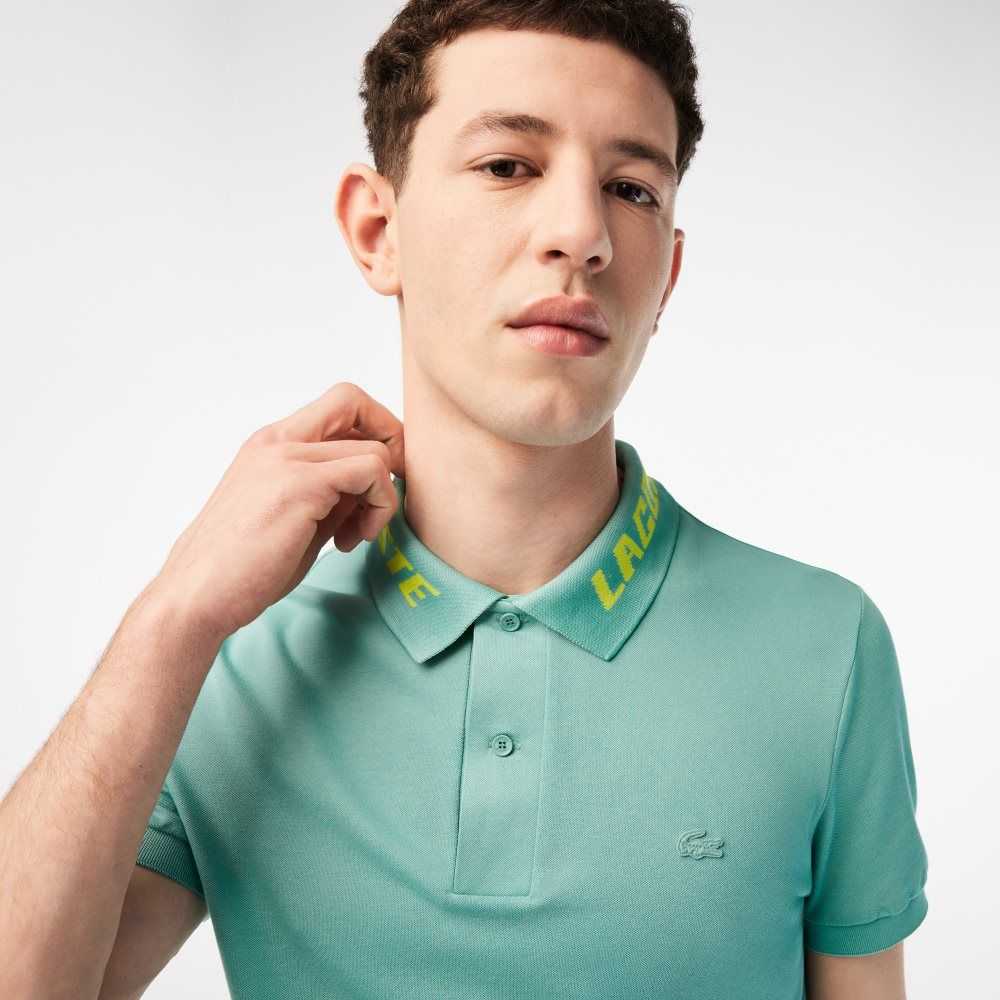 Lacoste Branded Slim Fit Stretch Pique Verde Menta | 7460-PSFBY