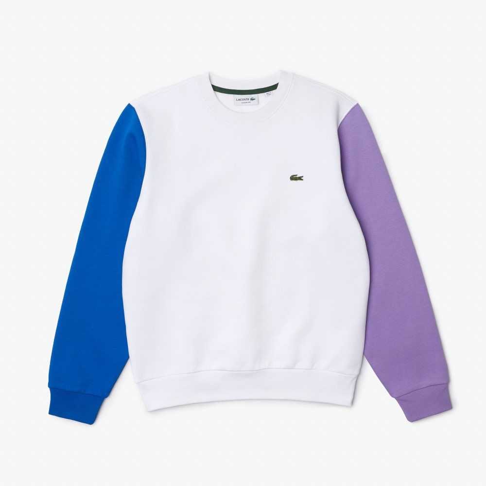 Lacoste Brushed Fleece Blancas Azules Moradas | 4370-LMFBZ