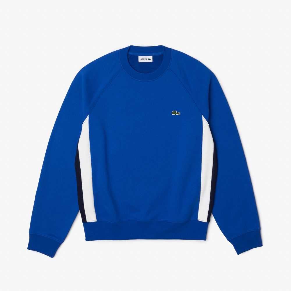 Lacoste Brushed Fleece Colorblock Azules Azul Marino Azules Blancas | 5072-PSGOW