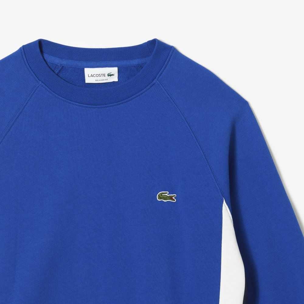 Lacoste Brushed Fleece Colorblock Azules Azul Marino Azules Blancas | 5072-PSGOW