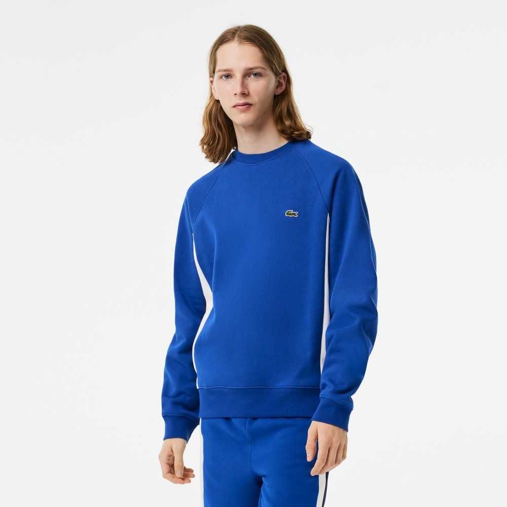 Lacoste Brushed Fleece Colorblock Azules Azul Marino Azules Blancas | 5072-PSGOW