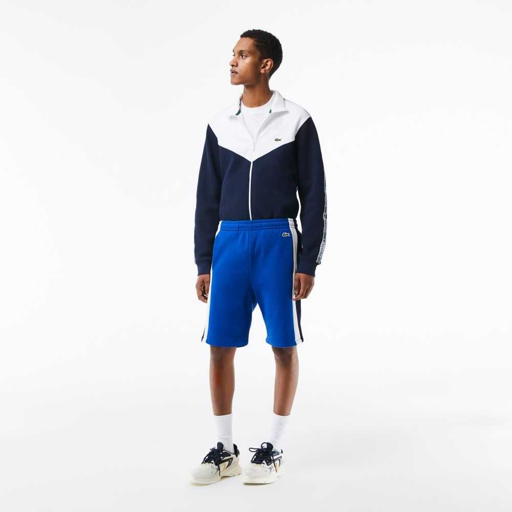 Lacoste Brushed Fleece Colorblock Azules Azul Marino Azules Blancas | 9750-YIOAT