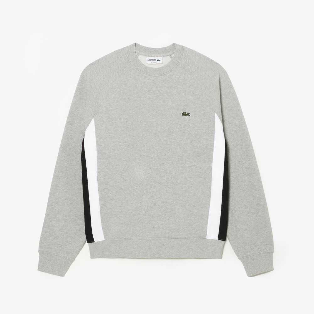 Lacoste Brushed Fleece Colorblock Gris Negras Blancas | 4098-ZBDRF