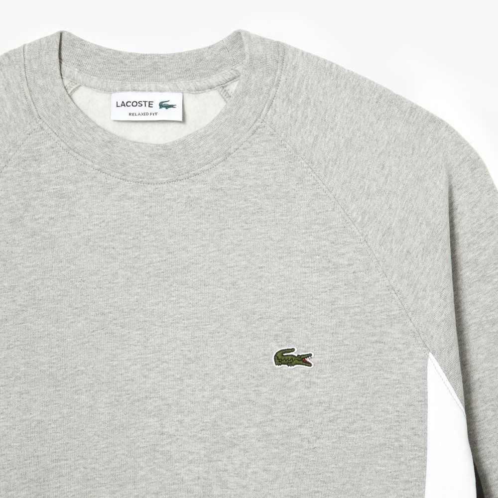 Lacoste Brushed Fleece Colorblock Gris Negras Blancas | 4098-ZBDRF