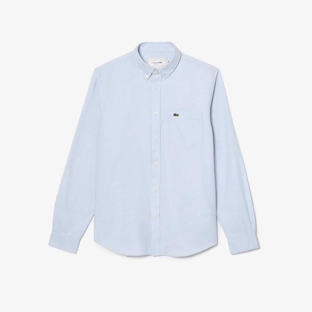 Lacoste Buttoned Collar Oxford Algodon Azules | 5784-DSHVP