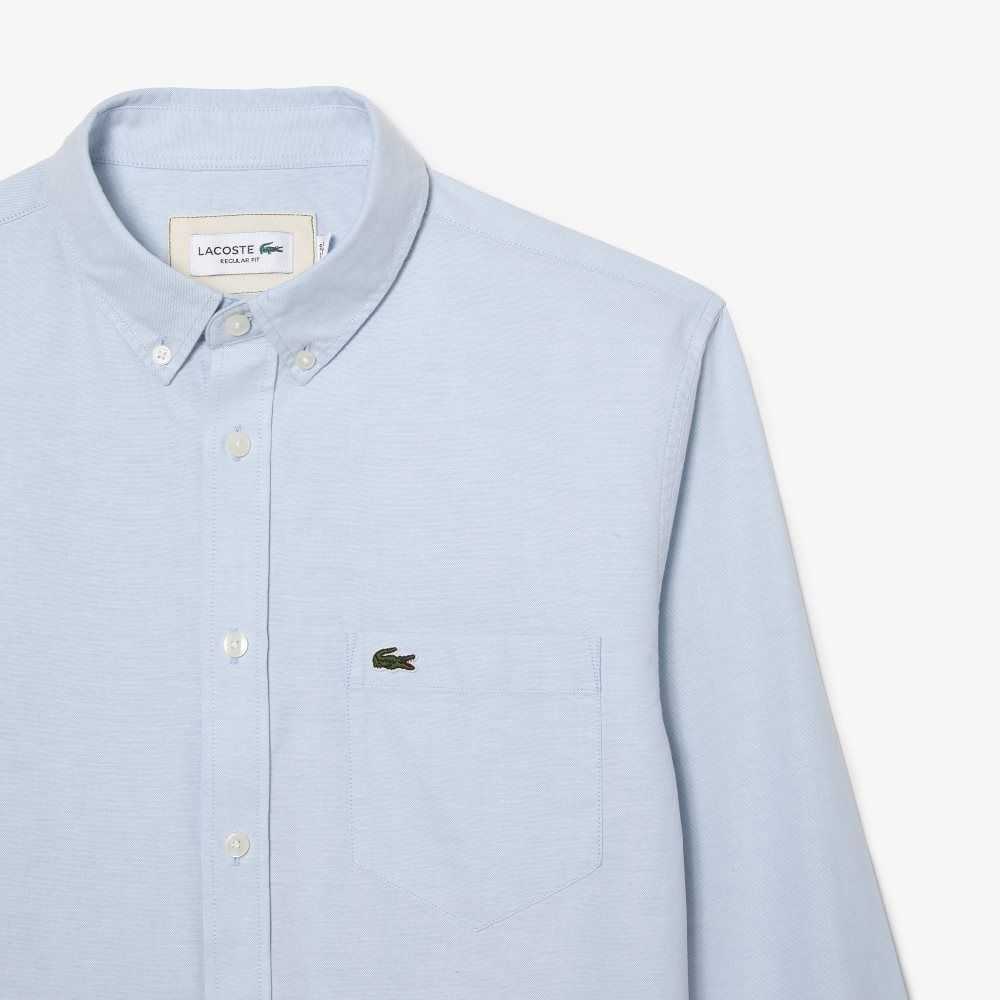 Lacoste Buttoned Collar Oxford Algodon Azules | 5784-DSHVP