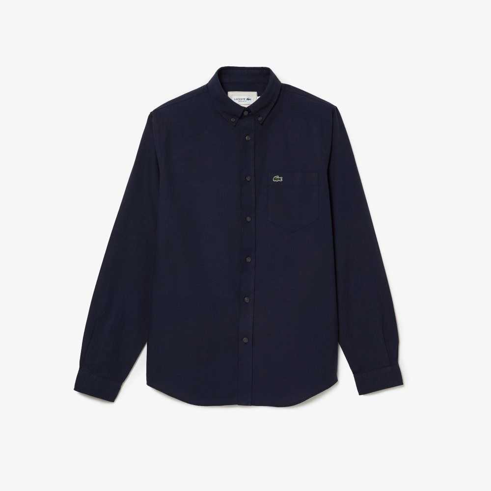 Lacoste Buttoned Collar Oxford Algodon Azul Marino Azules | 9432-ICWSE