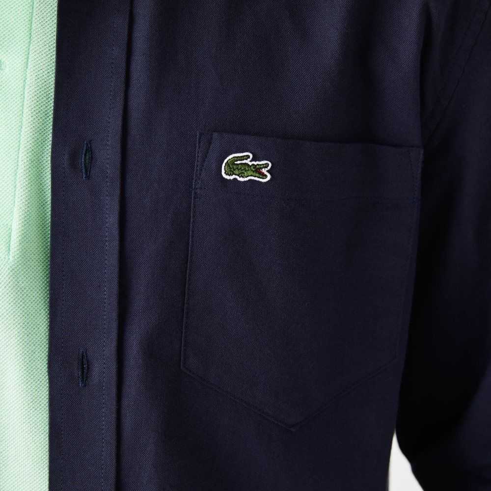 Lacoste Buttoned Collar Oxford Algodon Azul Marino Azules | 9432-ICWSE