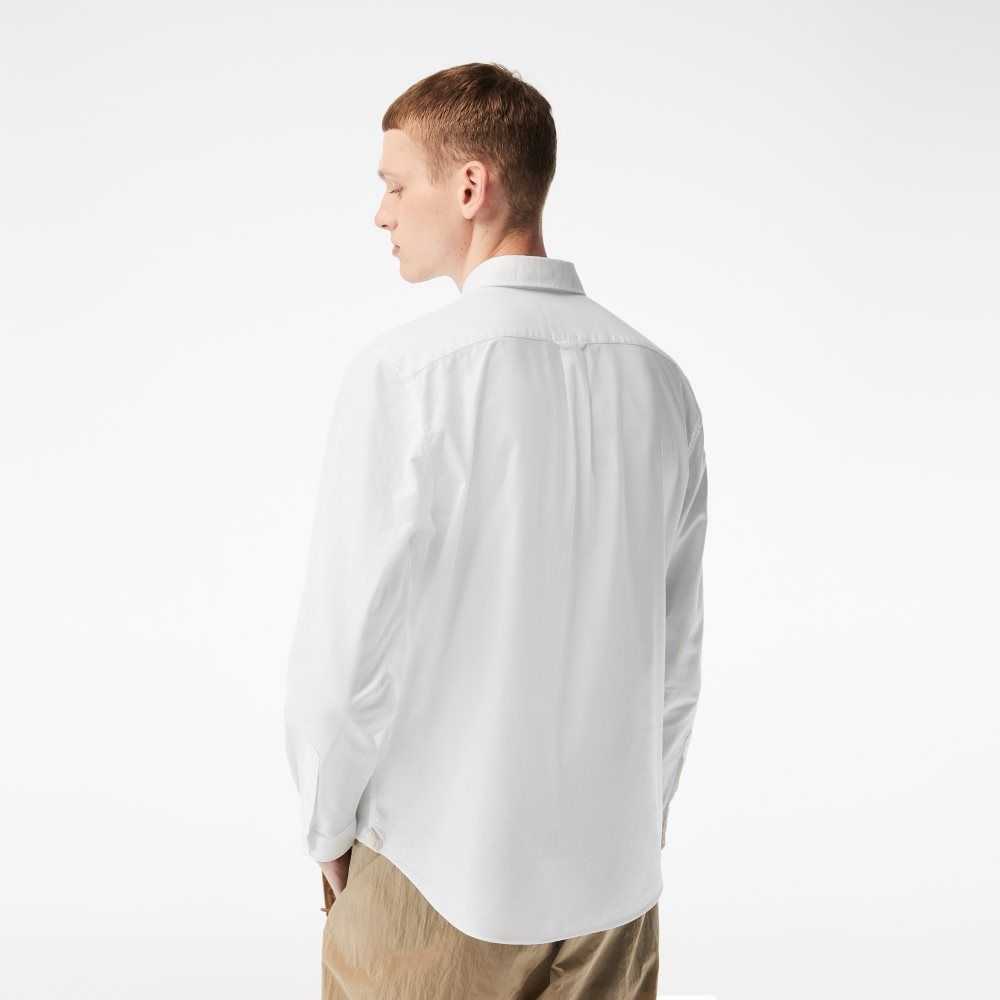 Lacoste Buttoned Collar Oxford Algodon Blancas | 4315-MGZYP