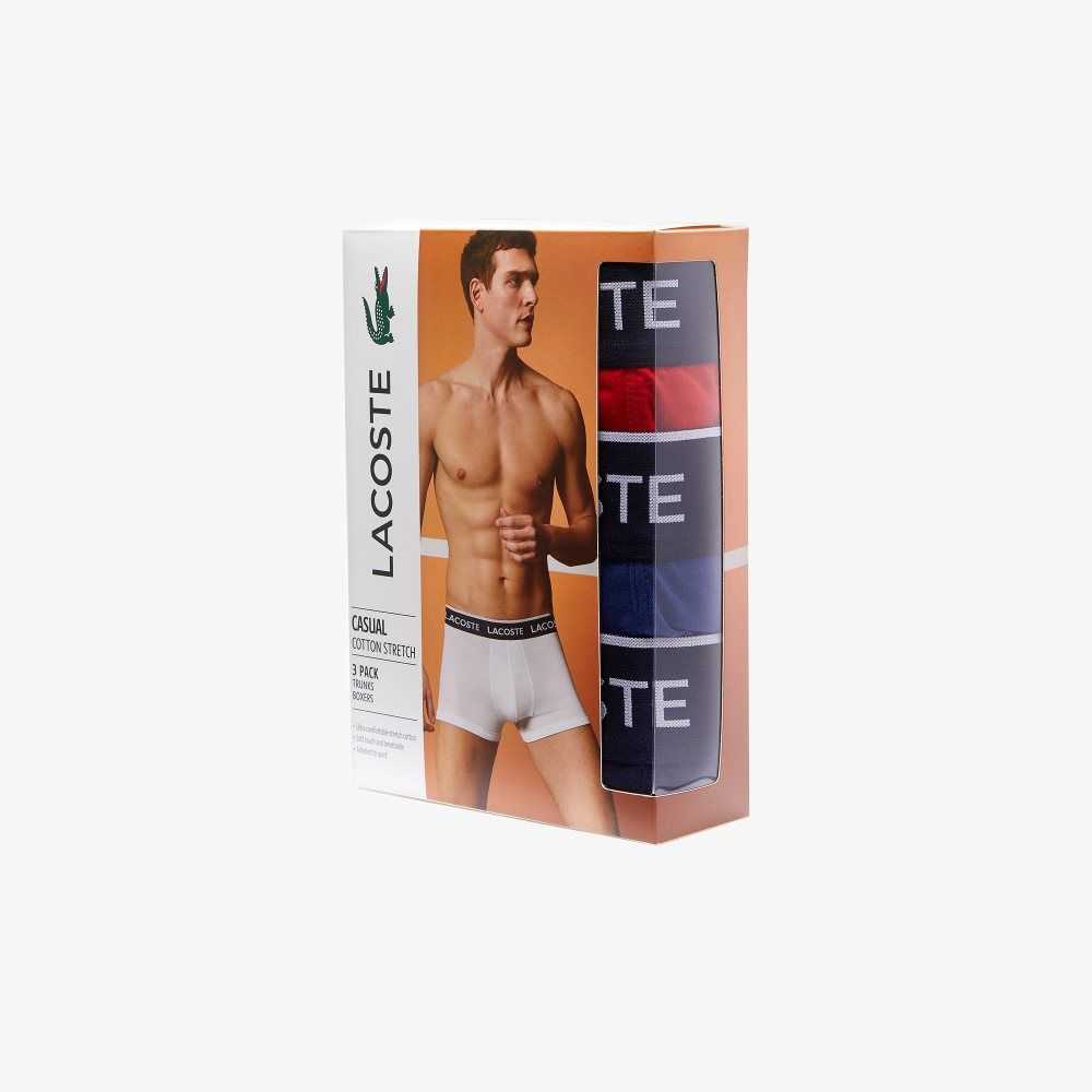 Lacoste Casuales Boxer Brief 3-Pack Azul Marino Azules Rojas Azul Marino Azules | 0527-JTUMA