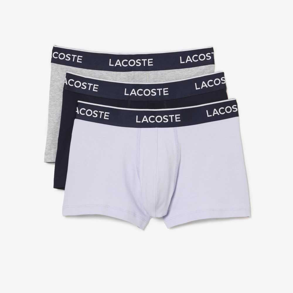 Lacoste Casuales Boxer Brief 3-Pack Moradas Azul Marino Azules Gris | 4953-ILGVH