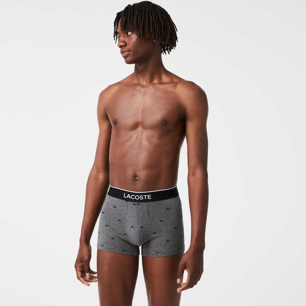 Lacoste Casuales Signature Boxer Trunks 3-Pack Negras Gris | 1920-KIATO