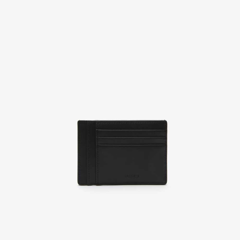 Lacoste Chantaco Calfskin Cuero Card Holder Negras | 4671-SRCKH