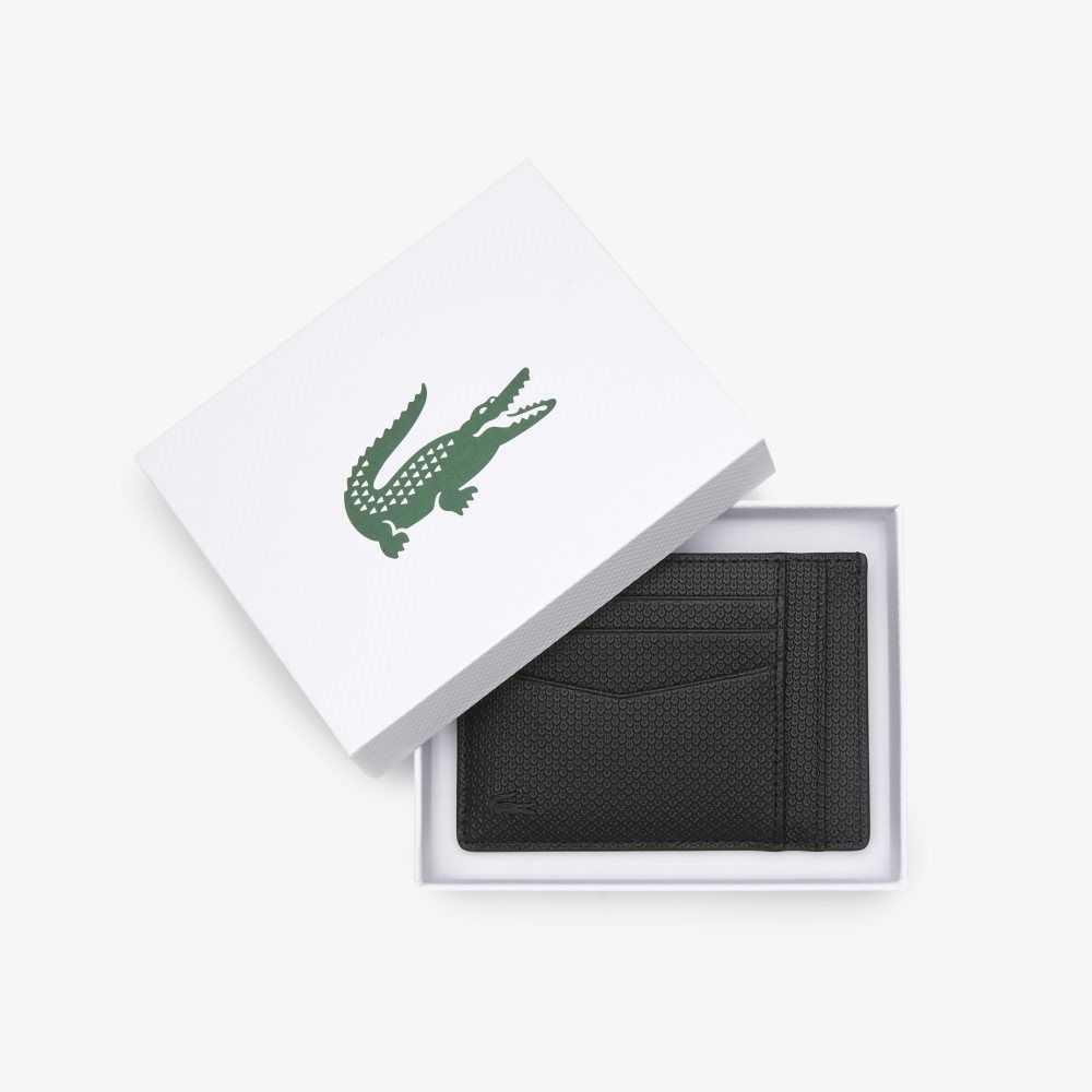 Lacoste Chantaco Calfskin Cuero Card Holder Negras | 4671-SRCKH