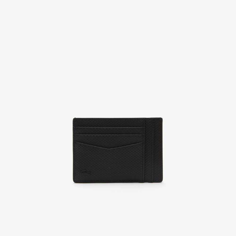 Lacoste Chantaco Calfskin Cuero Card Holder Negras | 4671-SRCKH