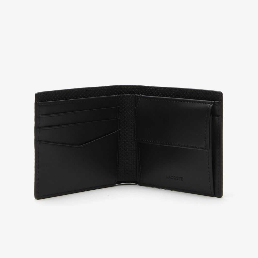 Lacoste Chantaco Calfskin Cuero Wallet Negras | 8021-AEBHC