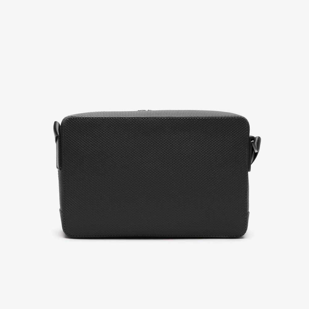 Lacoste Chantaco Matte Stitched Cuero Crossbody Negras | 1874-KOJGT